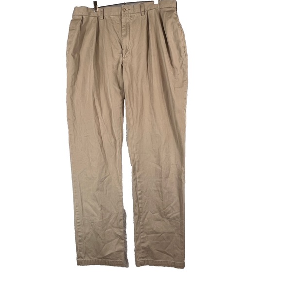Polo Ralph Lauren Mens 40T Classic Fit Pleated Khakis Beige Cotton Pants Preppy - Picture 1 of 11